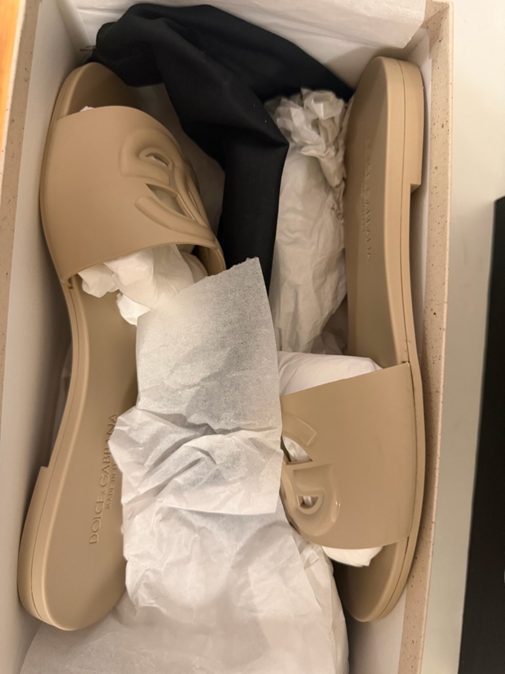 Dolce & Gabbana Neutral Beige Logo Slide Mule - Picture 5 of 7